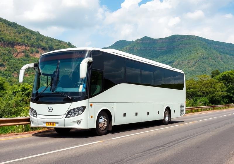 White luxury tourist coach bus