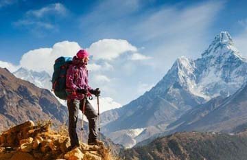 Trekkers on a snow-covered trail in the Kashmir Valley